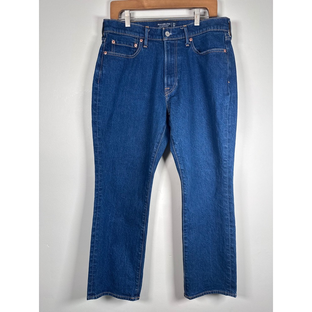 Abercrombie & Fitch vintage stretch Athletic Straight Jeans Mens 31x28 Dark Wash